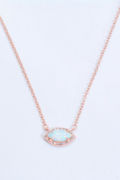 18k Rose Gold-Plated Opal Pendant Necklace