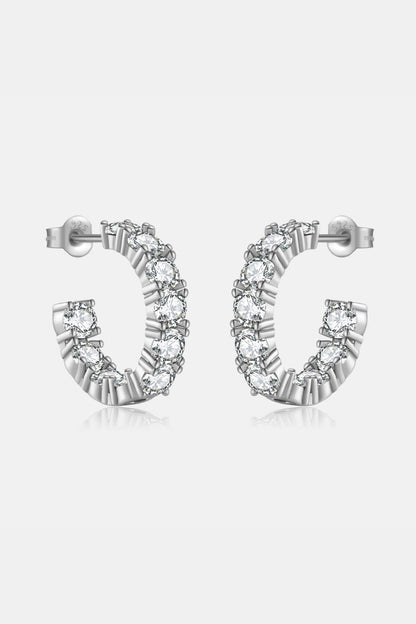 Inlaid Zircon C-Hoop Earrings