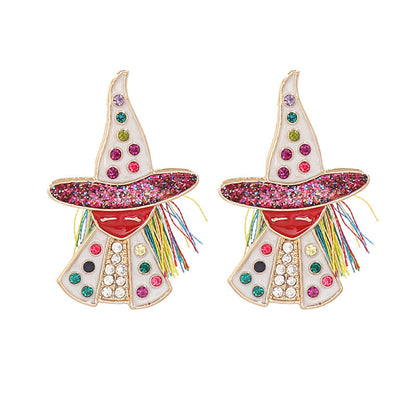 Witch Rhinestone Alloy Earrings