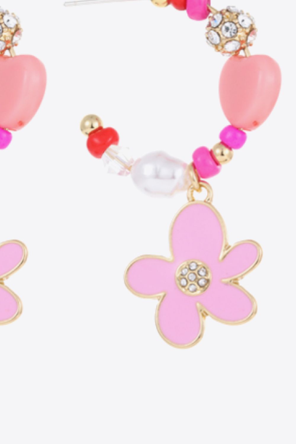 Flower C-Hoop Drop Earrings