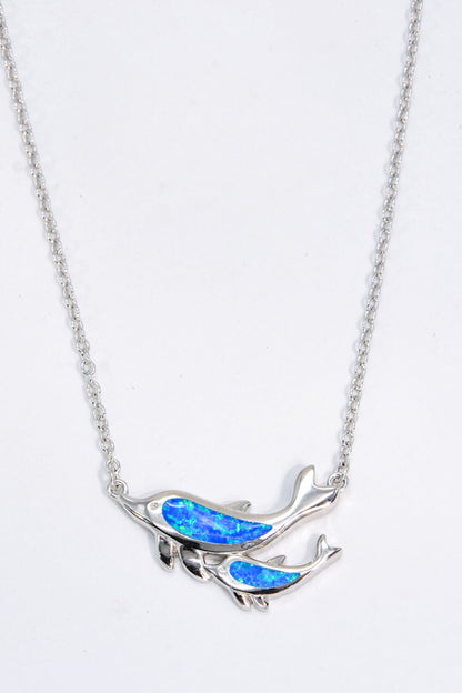 Opal Dolphin Chain-Link Necklace