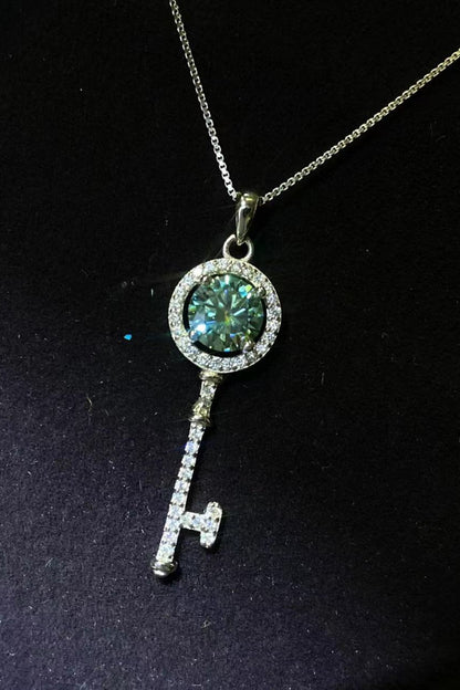 1 Carat Moissanite Key Pendant Necklace