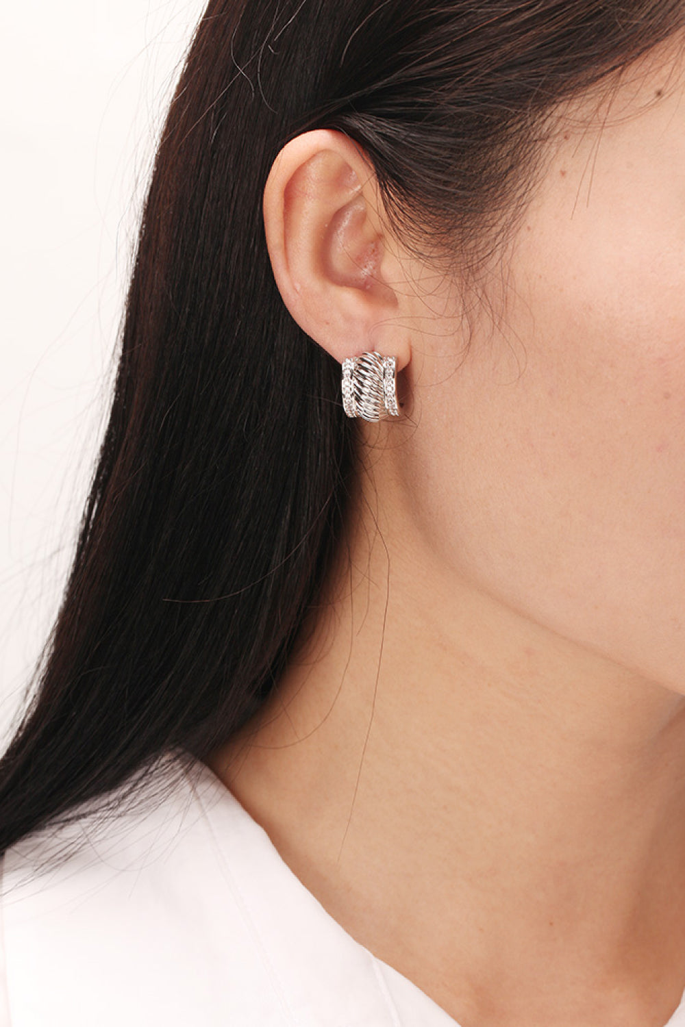 Textured Polished C-Hoop Earrings