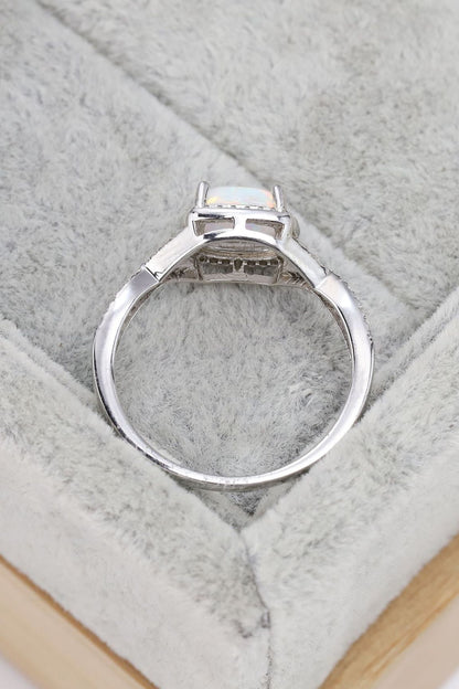 Opal Contrast Crisscross Ring