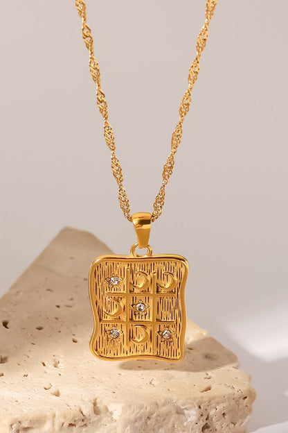 Cubic Zirconia Geometric Pendant Necklace