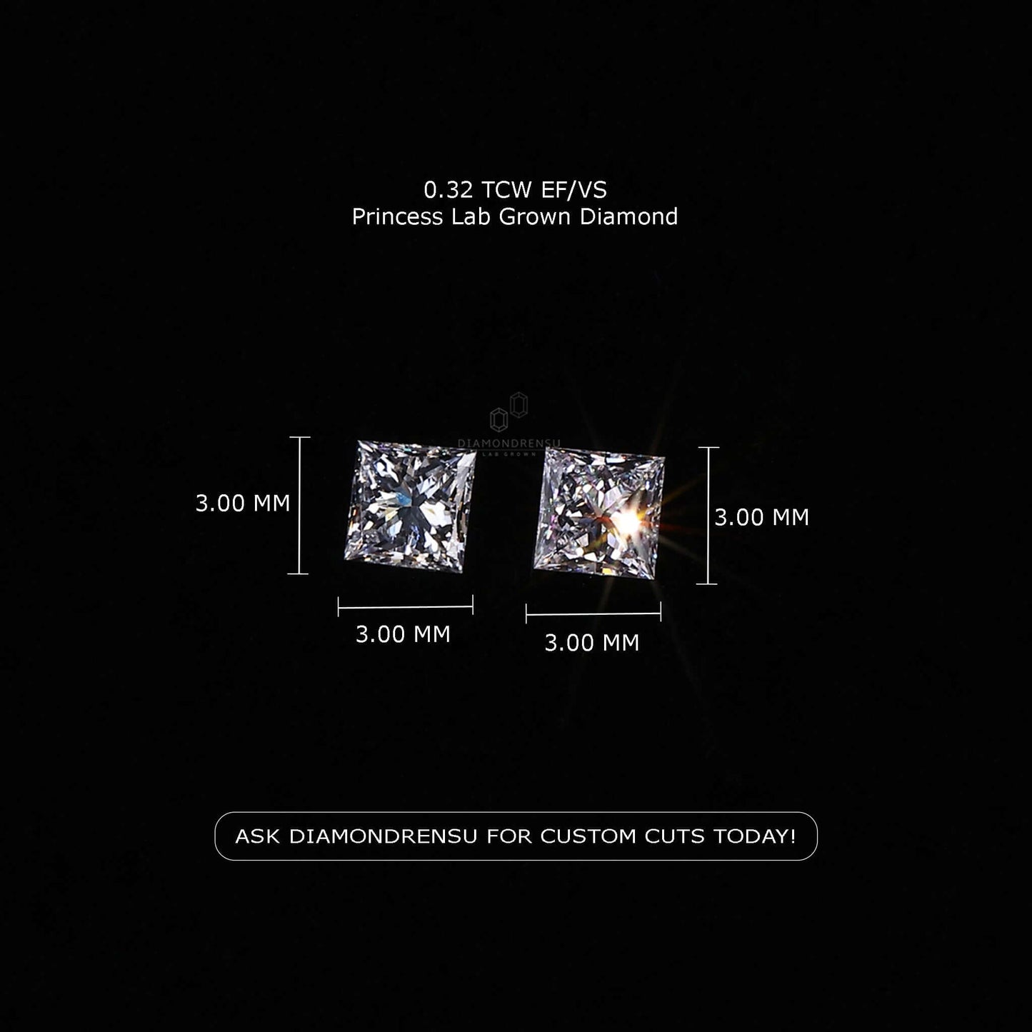 0.30 to 1.0 TW Princess Cut EF/VS Lab Grown Loose Diamond