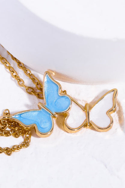 Butterfly Pendant Copper 14K Gold-Plated Necklace