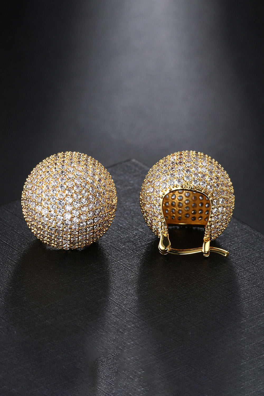 Inlaid Cubic Zirconia Brass Earrings