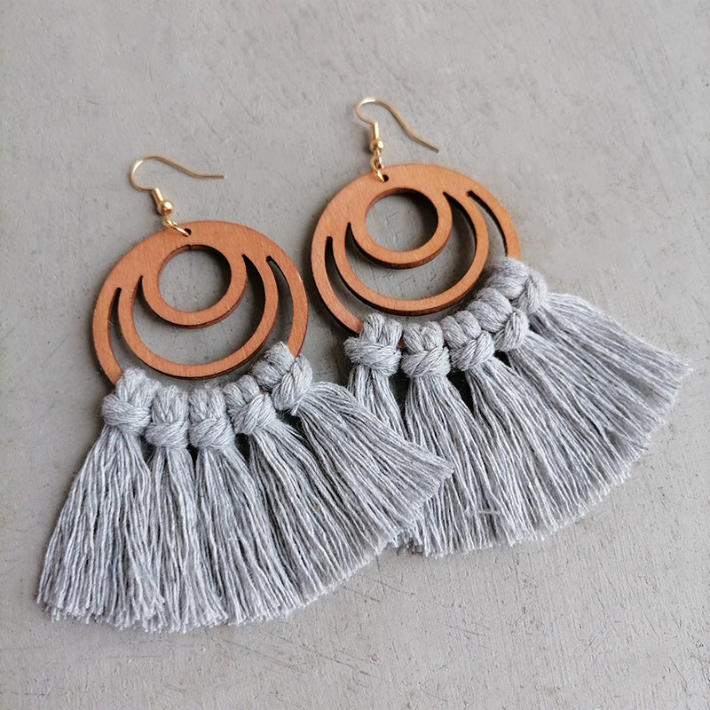 Tassel Detail Geometric Earrings