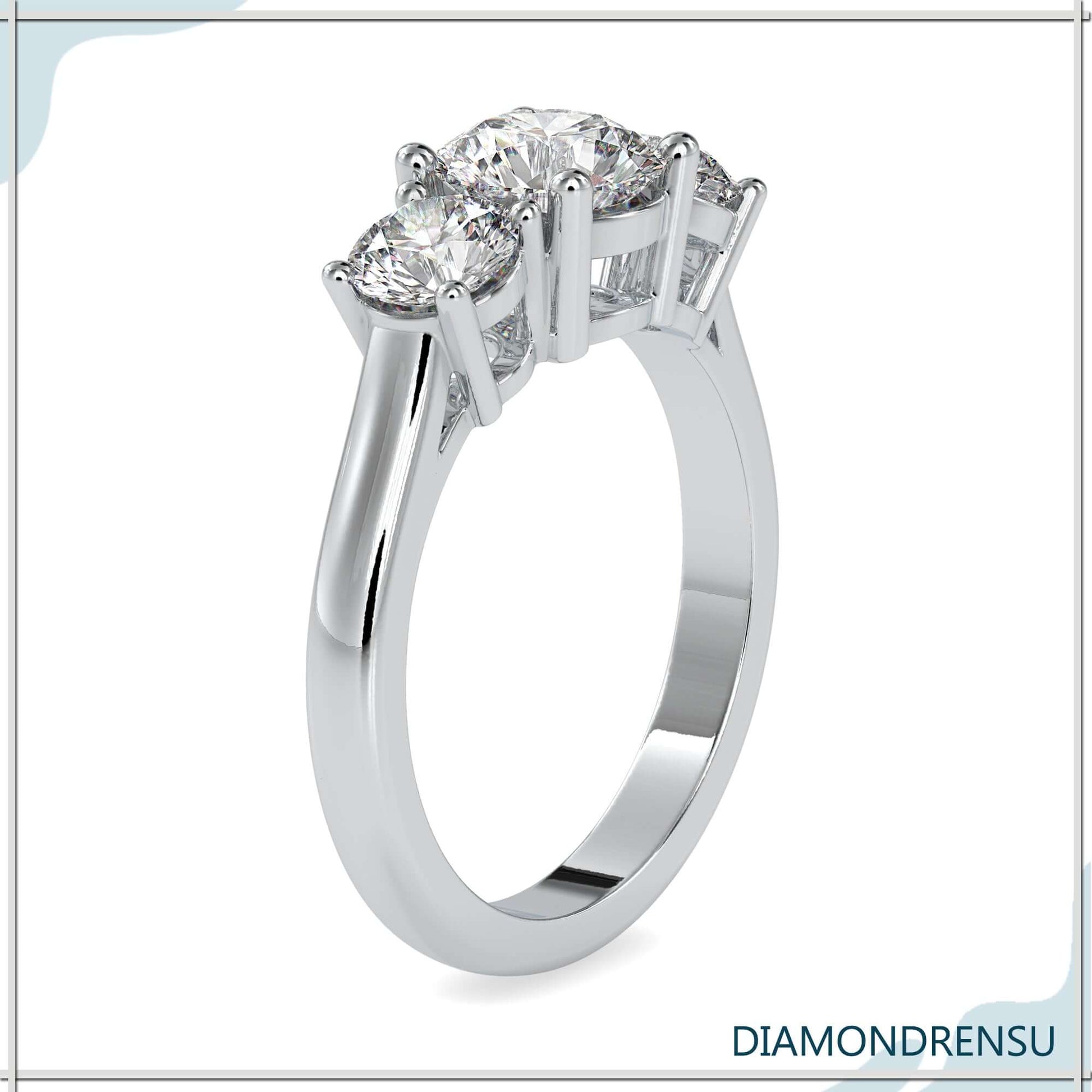 Lab grown diamond engagement ring featuring a round brilliant cut diamond