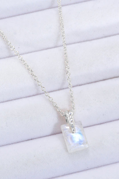 925 Sterling Silver Natural Moonstone Pendant Necklace