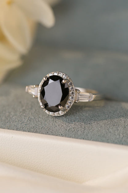 Agate 925 Sterling Silver Halo Ring