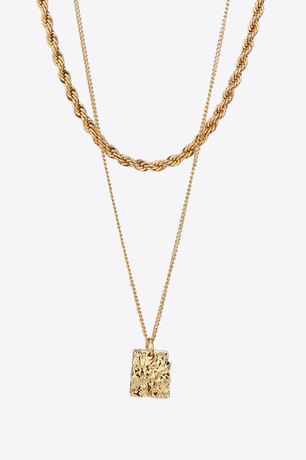 18K Gold Plated Double-Layered Twisted Pendant Necklace