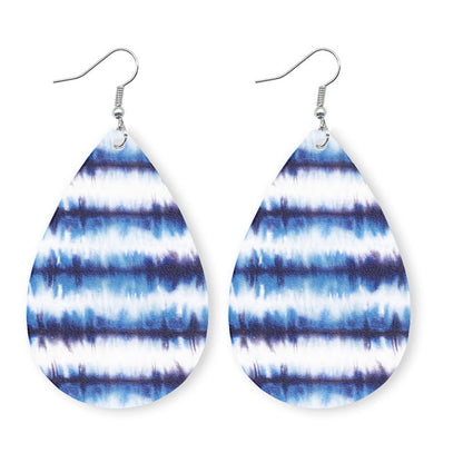 Printed PU Teardrop Earrings