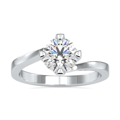 Round solitaire diamond ring featuring a radiant center stone.
