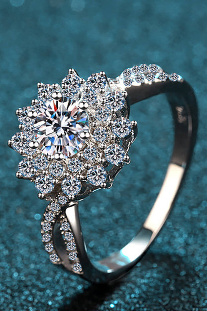 Moissanite Flower-Shape Split Shank Ring