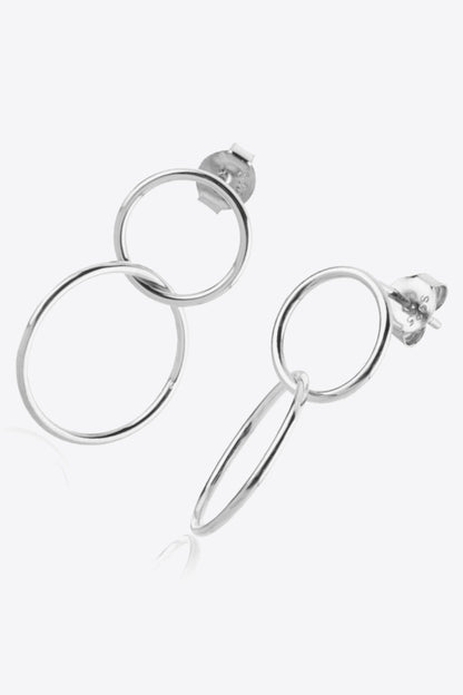 925 Sterling Silver Double Hoop Drop Earrings