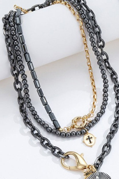 Snake and Cross Pendant Three-Piece Necklace Set