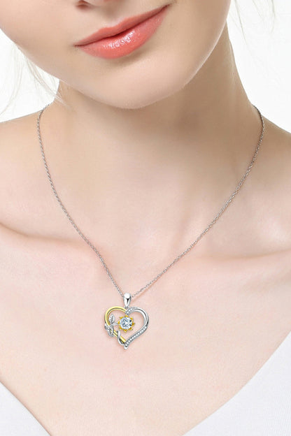 Two-Tone 1 Carat Moissanite Heart Pendant Necklace