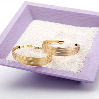Gold-Plated Copper Layered Hoop Earrings