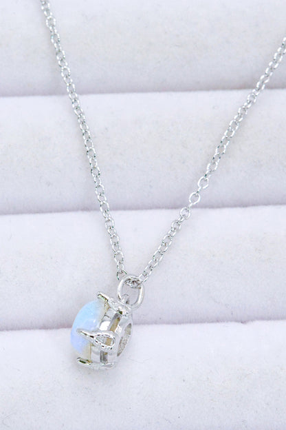 Natural 4-Prong Pendant Moonstone Necklace