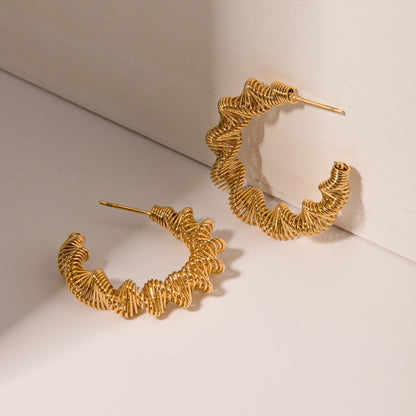 Gold-Plated Stainless Steel C-Hoop Earrings