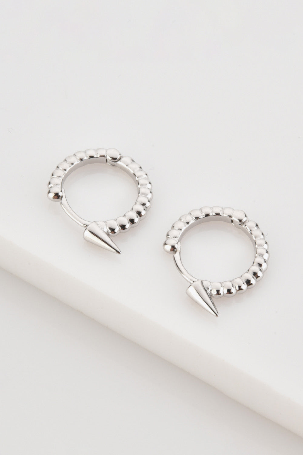 925 Sterling Silver Ribbed Huggie Earrings