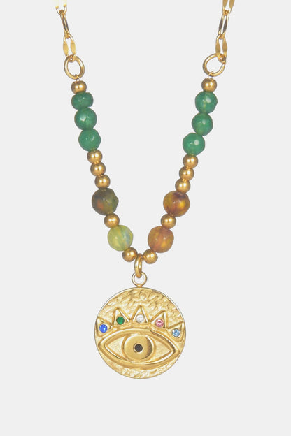 Evil Eye Design 18K Gold Plated Pendant Necklace