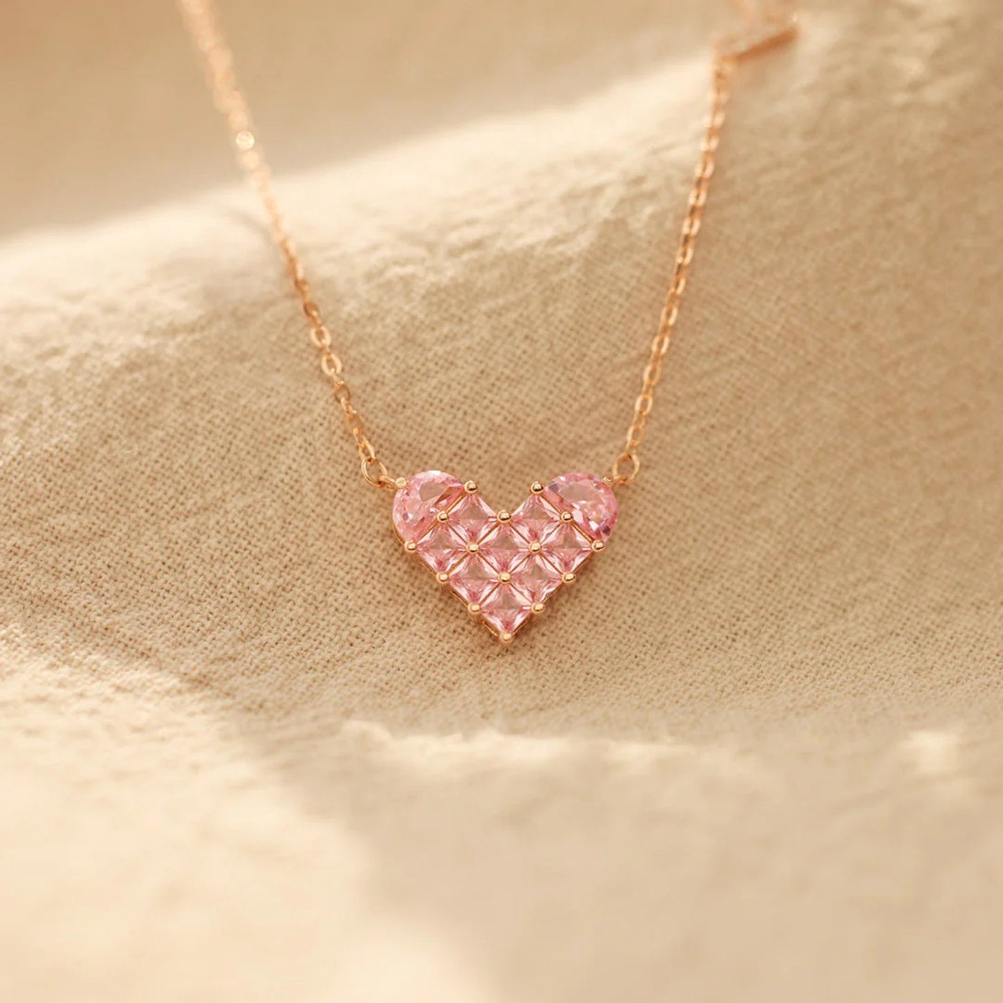 Heart Shape Rose Gold-Plated Pendant Necklace