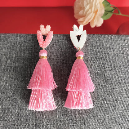 Tassel Bead Stainless Steel Dangle Earrings