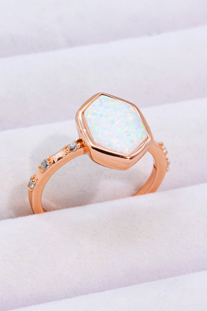 Opal Hexagon 925 Sterling Silver Ring