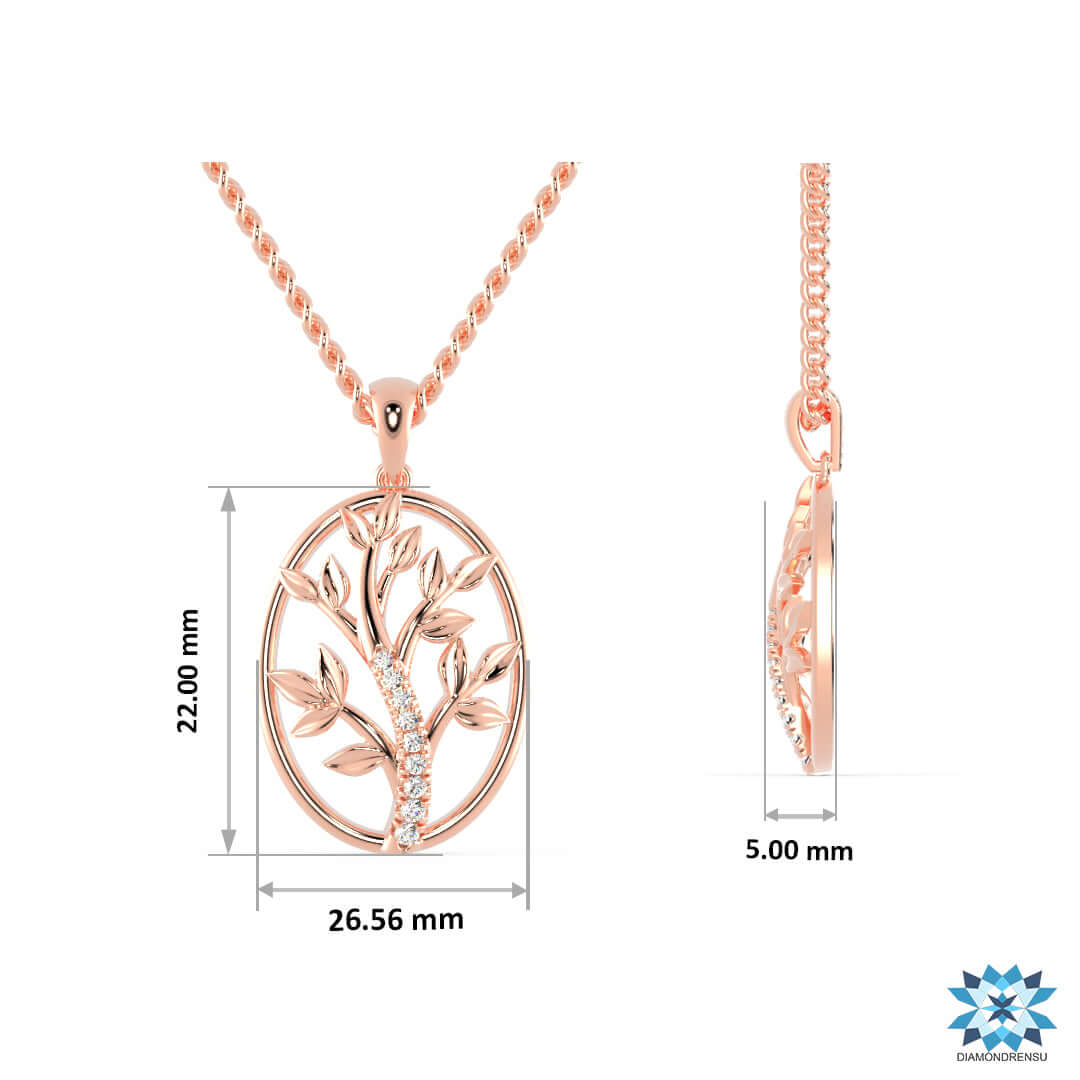 0.06 DEW Round Cut Life of Tree Unique Moissanite Wedding Pendant Set