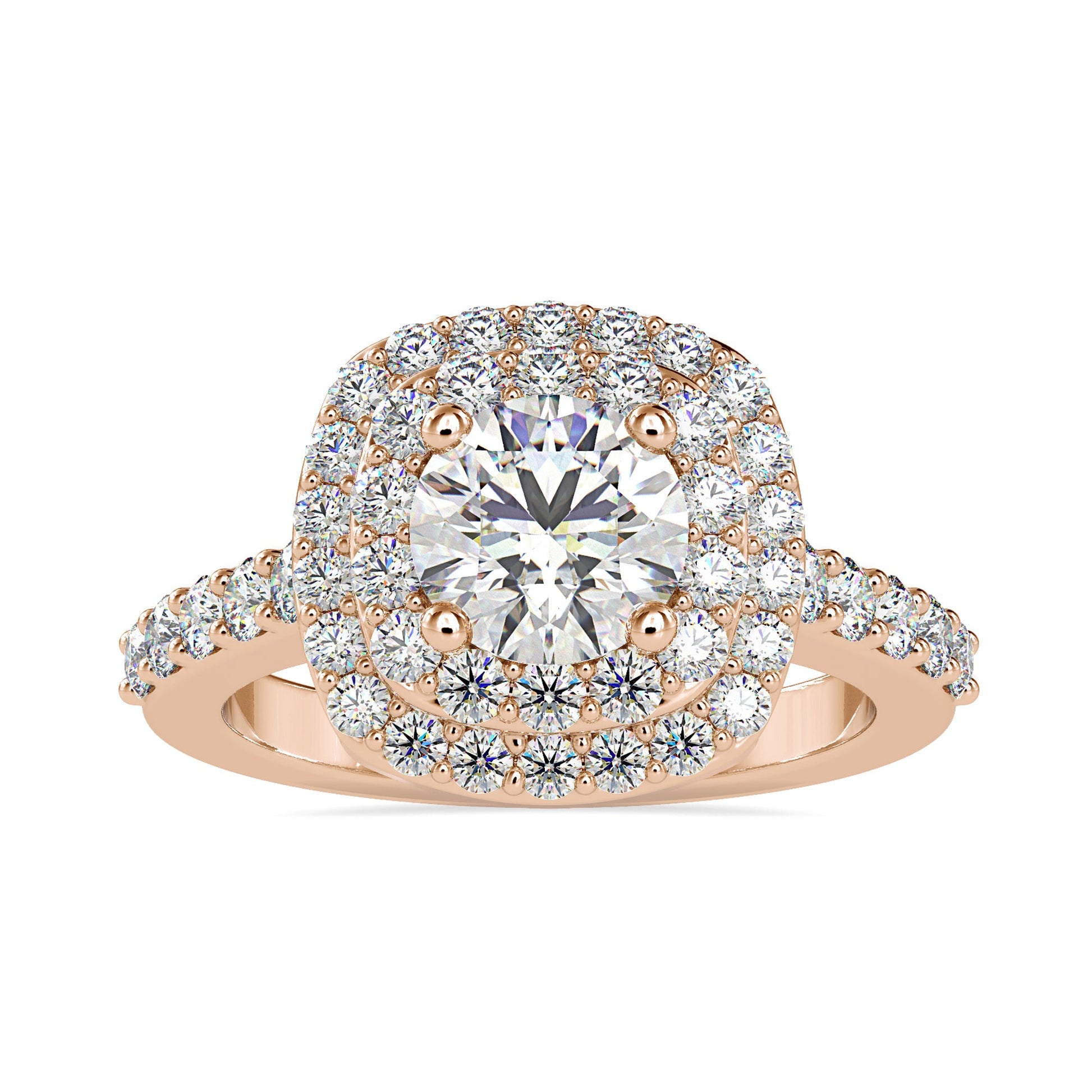 Pave engagement ring with a round brilliant diamond for timeless elegance.
