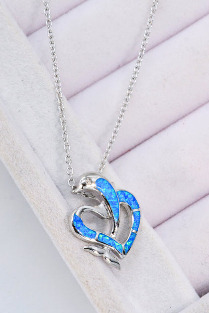 Opal Dolphin Heart ogrlica od lančića