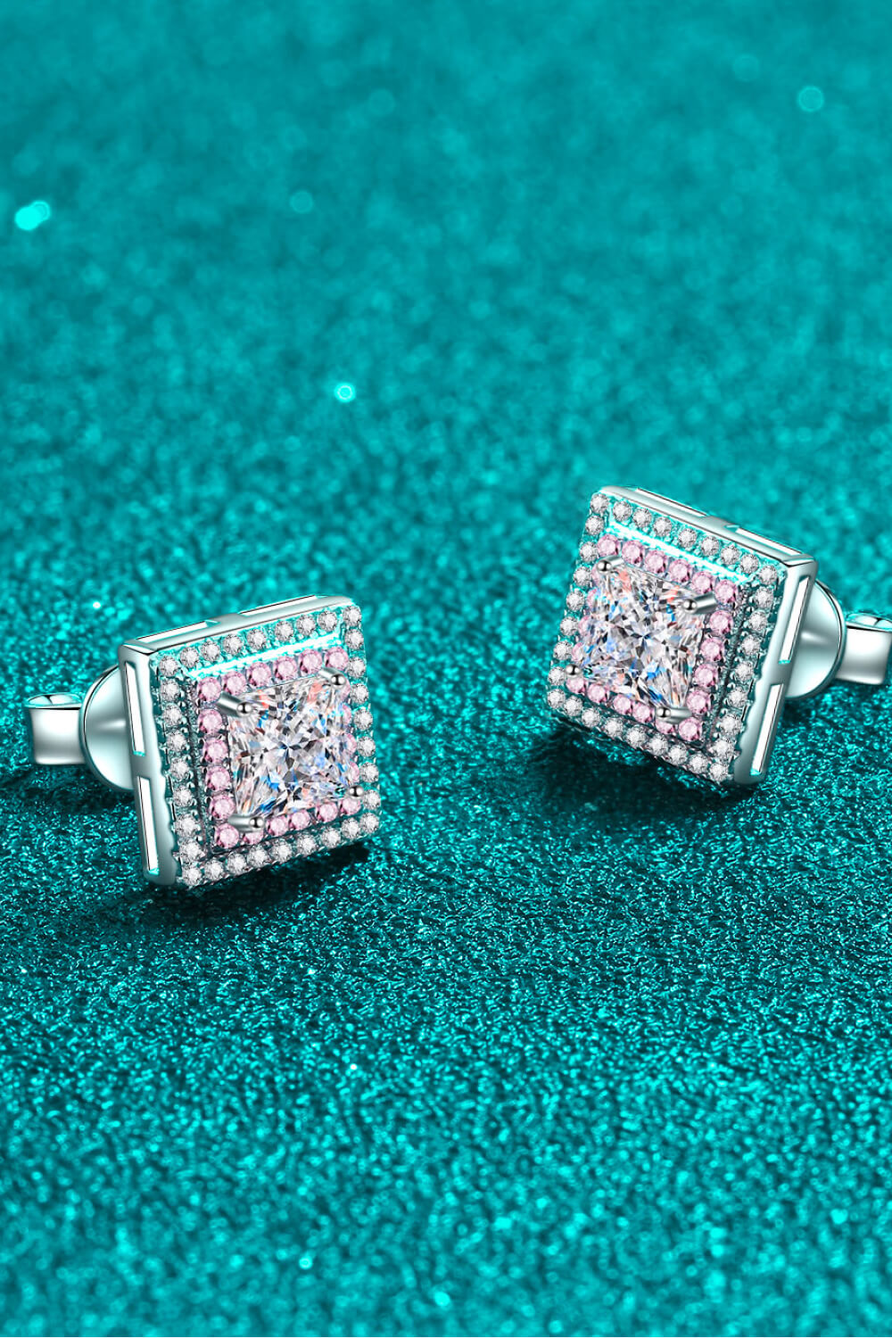 Moissanite Square Stud Earrings