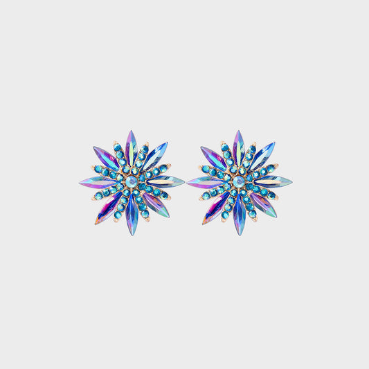 Flower Shape Rhinestone Alloy Stud Earrings