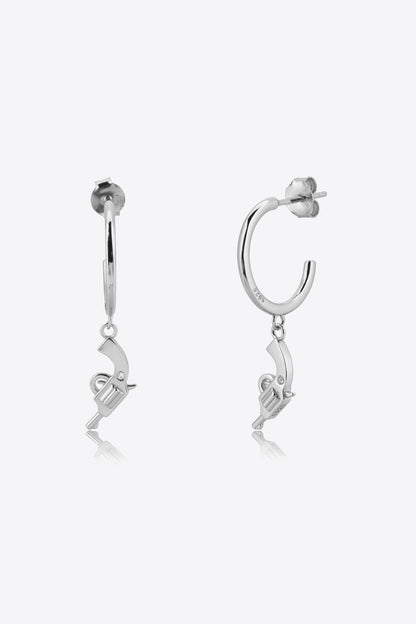 925 Sterling Silver C-Hoop Gun Drop Earrings