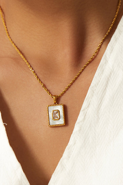 Square Pendant Twisted Chain Necklace