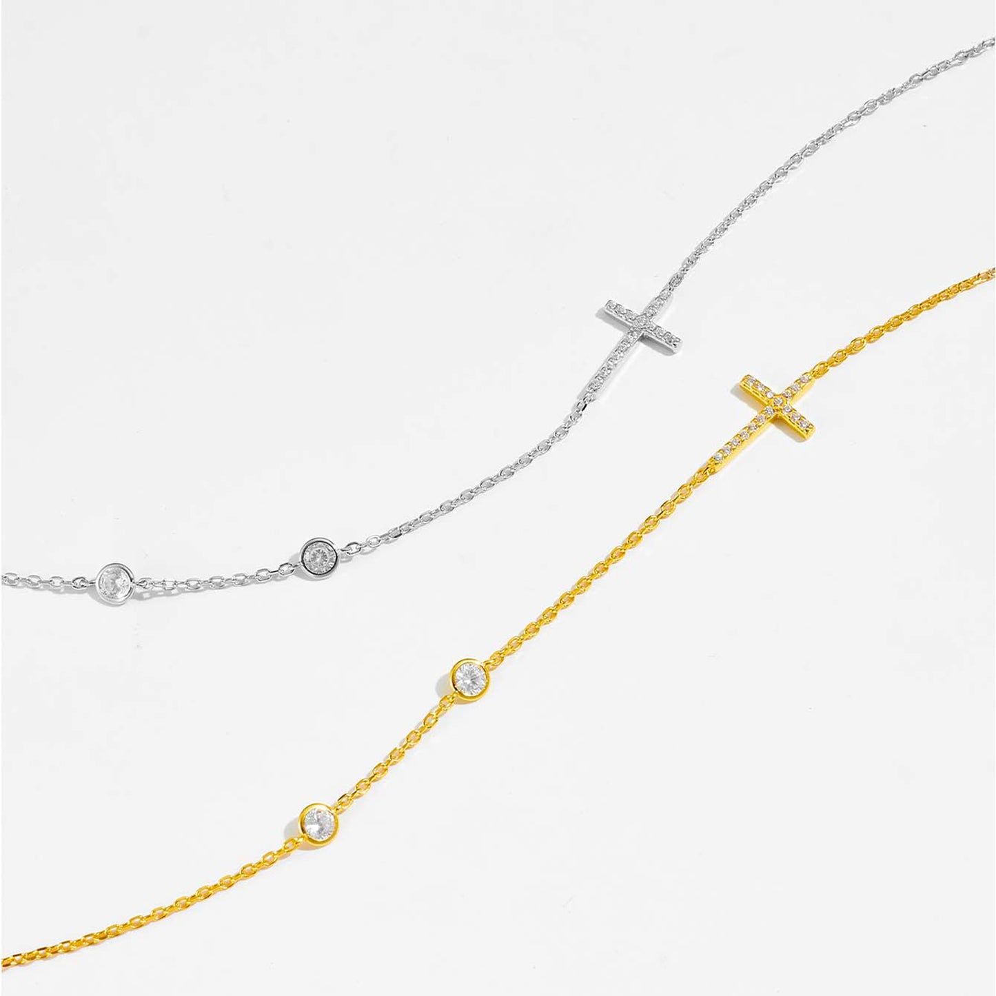 Zircon 925 Sterling Silver Cross Necklace