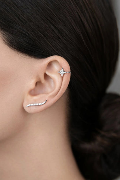 Inlaid Zircon Single Cuff Earring