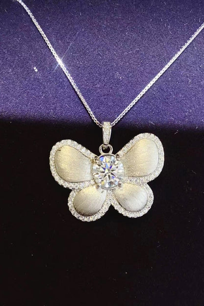 1 Carat Moissanite Butterfly Pendant Necklace