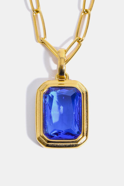 Zircon 18K Gold-Plated Geometrical Shape Pendant Necklace