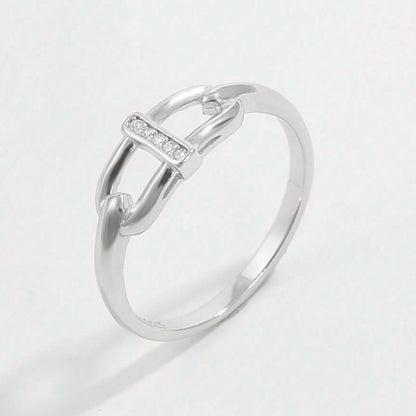 925 Sterling Silver Inlaid Zircon Ring