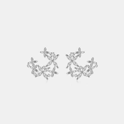 925 Sterling Silver Moissanite Lucky Clover Earrings