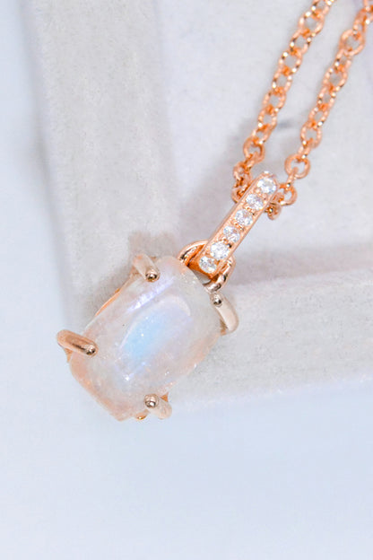 Natural Moonstone 4-Prong Pendant Necklace