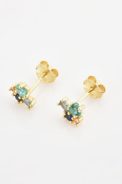 Multicolored Zircon 925 Sterling Silver Stud Earrings