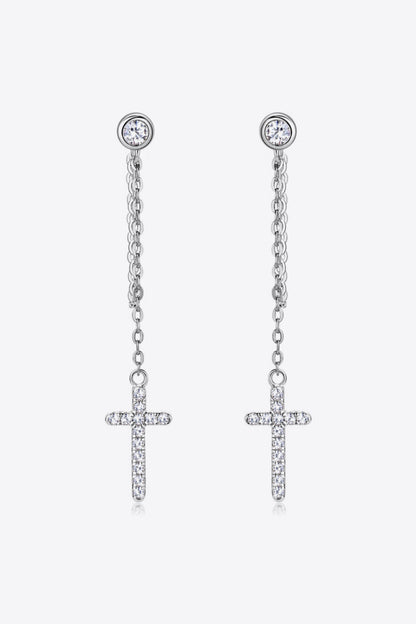 Moissanite 925 Sterling Silver Cross Earrings