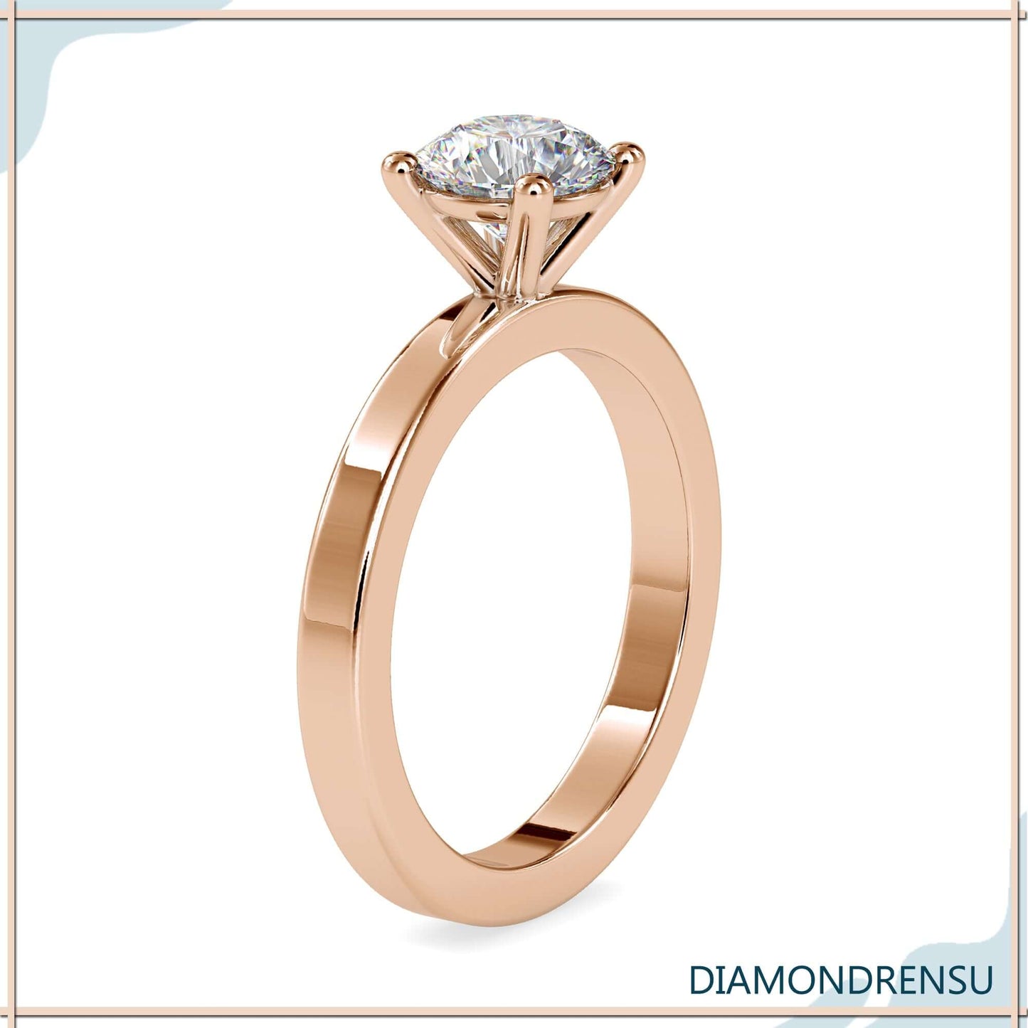 Classic round solitaire ring with a minimalist solitaire ring setting.