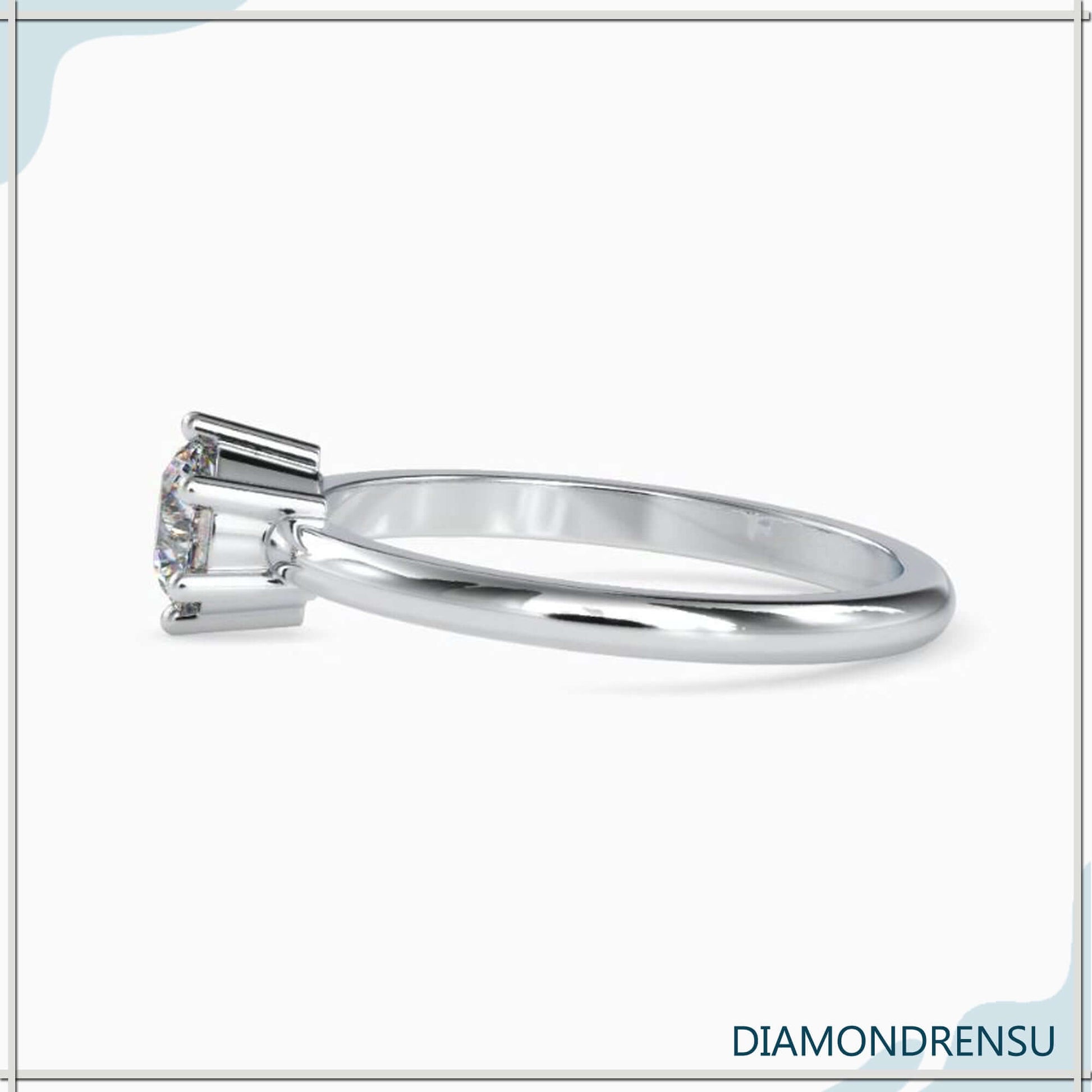 Gorgeous six prong ring with a solitaire round diamond for maximum brilliance.