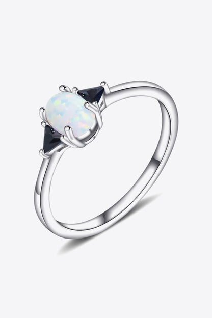 Contrast 925 Sterling Silver Opal Ring